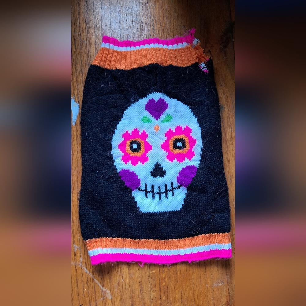 Colorful Sugar Skull Knit Pet Sweater